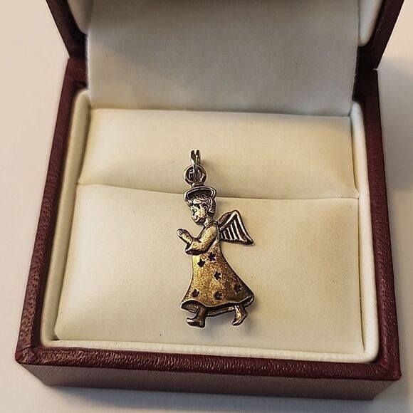 925 Sterling Silver Vintage Christmas Angel Charm Pendant Womens Girls Xmas - Picture 1 of 5